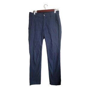 Lafayette 148 Jeans Womens Size 8 Blue Straight Leg Mid Rise Reptile Print